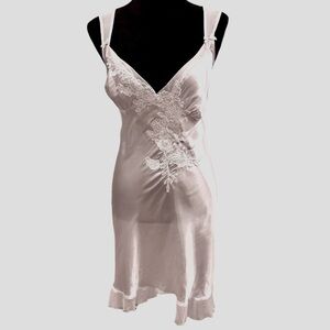 Linea Donatella Satin and Lace Embellished Chemise Icy Pink Size L